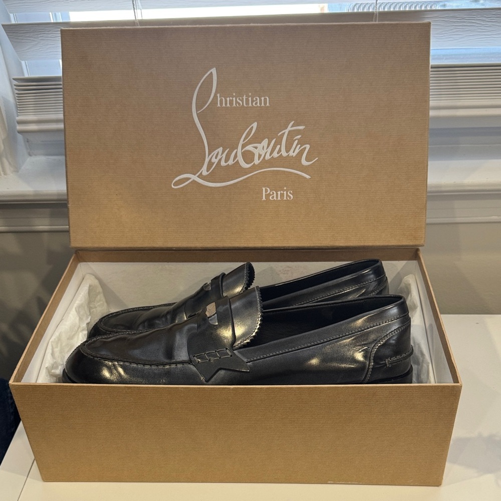 Christian Louboutin Shiny Black Men's Slip-Ons